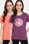 Rosaline Bloom Fest Knit Cotton Top (Pack of 2) -  Orange Purple — thumbnail 1